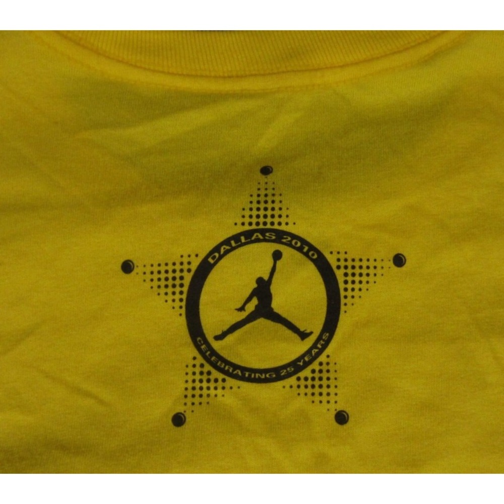 2010 Nike Air Jordan 25th Anniversary T Shirt Mens XL Yellow Jumpman Dallas READ - Picture 6 of 16